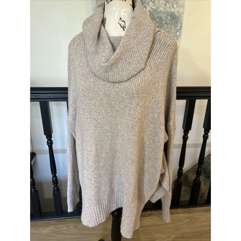 SHEIN Oatmeal Cream Cowl Neck Cotton Loose‎ Fit Sweater Size M